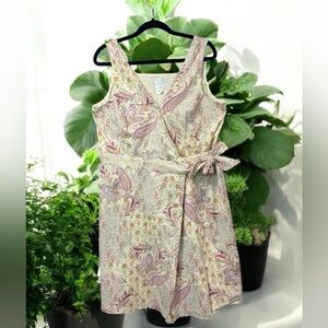Garnet Hill 100% cotton floral paisley wrap dress size 16